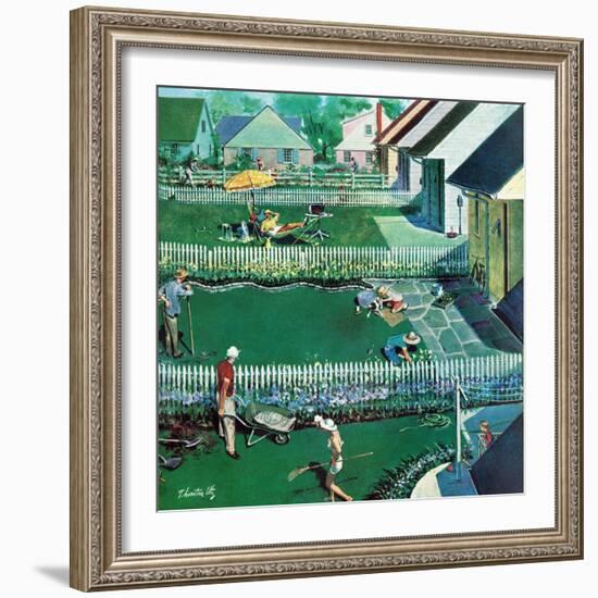 "Spring Yardwork", May 18, 1957-Thornton Utz-Framed Giclee Print