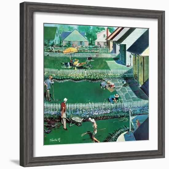 "Spring Yardwork", May 18, 1957-Thornton Utz-Framed Giclee Print