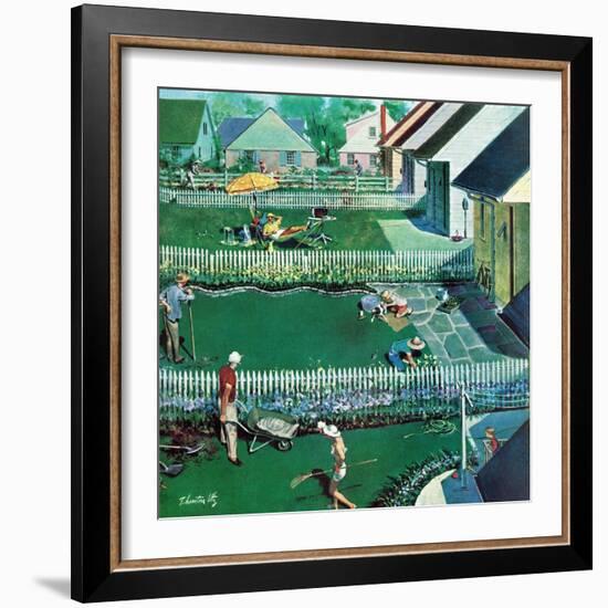 "Spring Yardwork", May 18, 1957-Thornton Utz-Framed Giclee Print