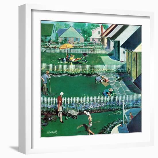 "Spring Yardwork", May 18, 1957-Thornton Utz-Framed Giclee Print