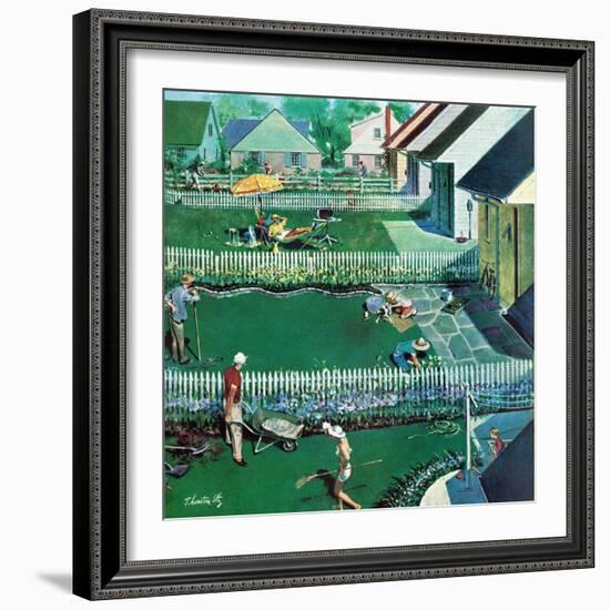 "Spring Yardwork", May 18, 1957-Thornton Utz-Framed Giclee Print