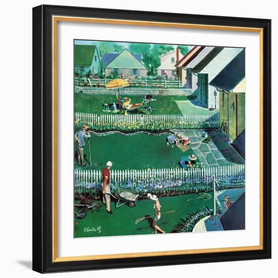 "Spring Yardwork", May 18, 1957-Thornton Utz-Framed Giclee Print