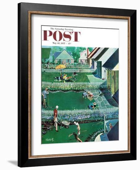 "Spring Yardwork" Saturday Evening Post Cover, May 18, 1957-Thornton Utz-Framed Giclee Print