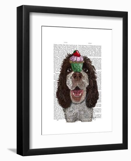 Springer Spaniel with Cupcake-Fab Funky-Framed Art Print