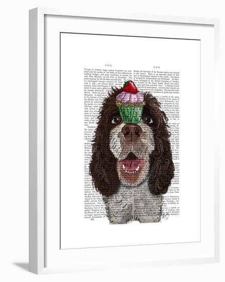 Springer Spaniel with Cupcake-Fab Funky-Framed Art Print