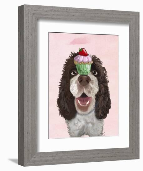 Springer Spaniel with Cupcake-Fab Funky-Framed Premium Giclee Print