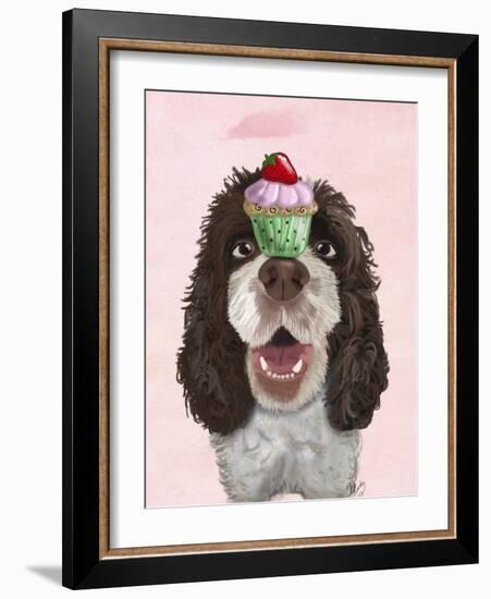 Springer Spaniel with Cupcake-Fab Funky-Framed Art Print