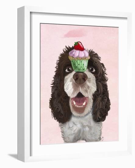 Springer Spaniel with Cupcake-Fab Funky-Framed Art Print