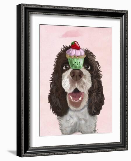 Springer Spaniel with Cupcake-Fab Funky-Framed Art Print