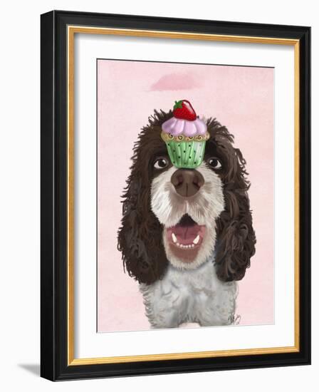Springer Spaniel with Cupcake-Fab Funky-Framed Art Print