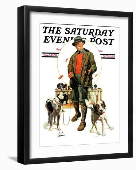 "Springer Spaniels," Saturday Evening Post Cover, November 1, 1930-J.F. Kernan-Framed Premium Giclee Print