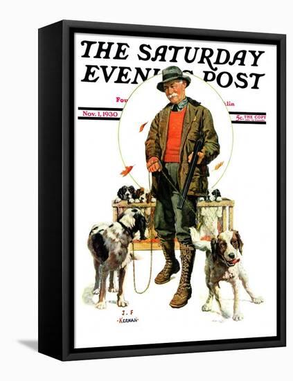 "Springer Spaniels," Saturday Evening Post Cover, November 1, 1930-J.F. Kernan-Framed Premier Image Canvas