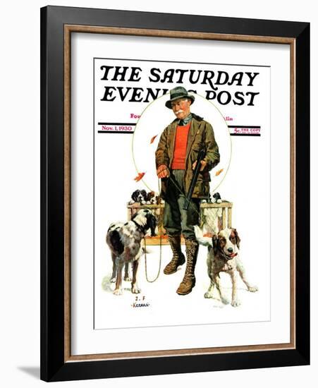 "Springer Spaniels," Saturday Evening Post Cover, November 1, 1930-J.F. Kernan-Framed Giclee Print