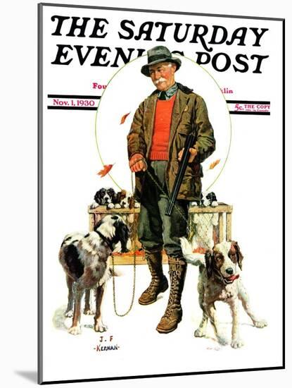 "Springer Spaniels," Saturday Evening Post Cover, November 1, 1930-J.F. Kernan-Mounted Giclee Print