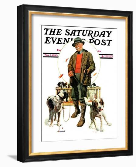 "Springer Spaniels," Saturday Evening Post Cover, November 1, 1930-J.F. Kernan-Framed Giclee Print