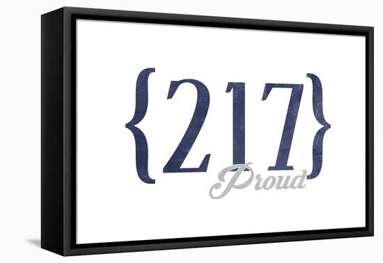 Springfield, Illinois - 217 Area Code (Blue)-Lantern Press-Framed Stretched Canvas