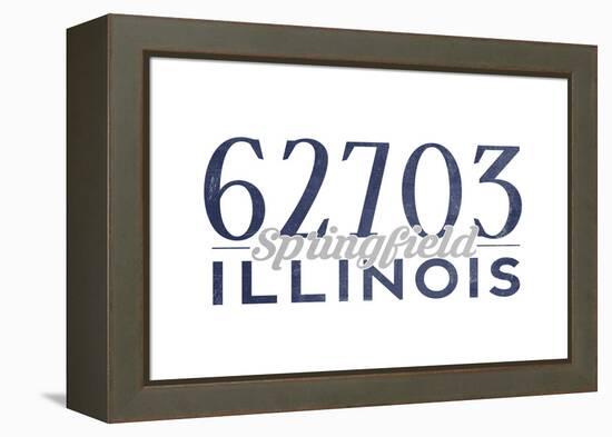 Springfield, Illinois - 62703 Zip Code (Blue)-Lantern Press-Framed Stretched Canvas