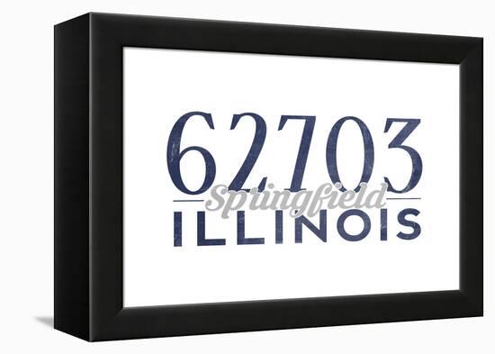 Springfield, Illinois - 62703 Zip Code (Blue)-Lantern Press-Framed Stretched Canvas