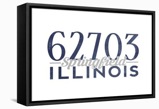 Springfield, Illinois - 62703 Zip Code (Blue)-Lantern Press-Framed Stretched Canvas