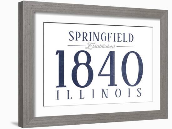 Springfield, Illinois - Established Date (Blue)-Lantern Press-Framed Art Print