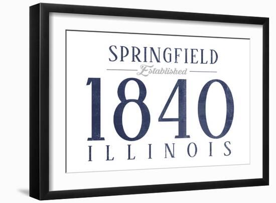 Springfield, Illinois - Established Date (Blue)-Lantern Press-Framed Art Print