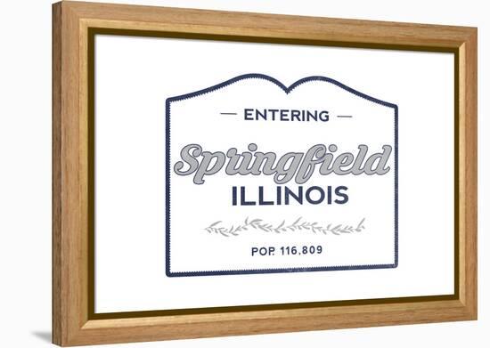 Springfield, Illinois - Now Entering (Blue)-Lantern Press-Framed Stretched Canvas