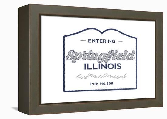 Springfield, Illinois - Now Entering (Blue)-Lantern Press-Framed Stretched Canvas
