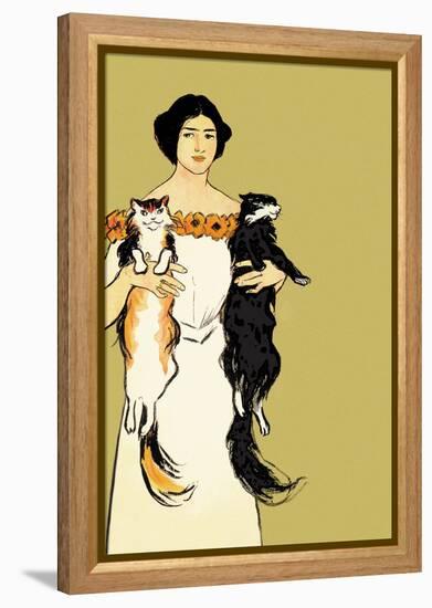 Springtime Felines-Edward Penfield-Framed Stretched Canvas