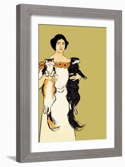 Springtime Felines-Edward Penfield-Framed Art Print