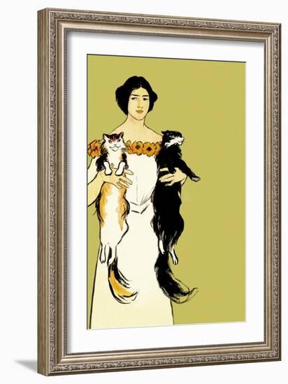 Springtime Felines-Edward Penfield-Framed Art Print