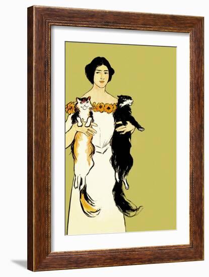 Springtime Felines-Edward Penfield-Framed Art Print