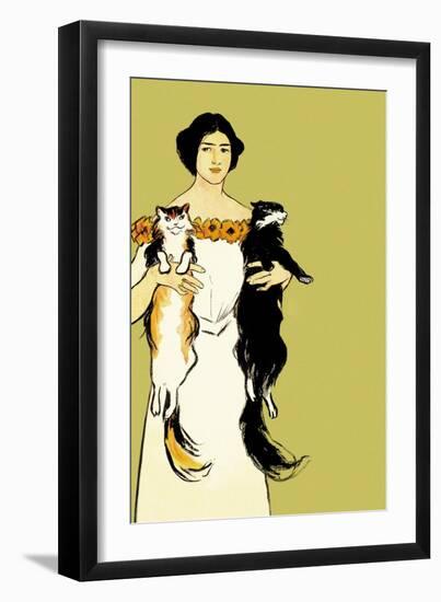Springtime Felines-Edward Penfield-Framed Art Print