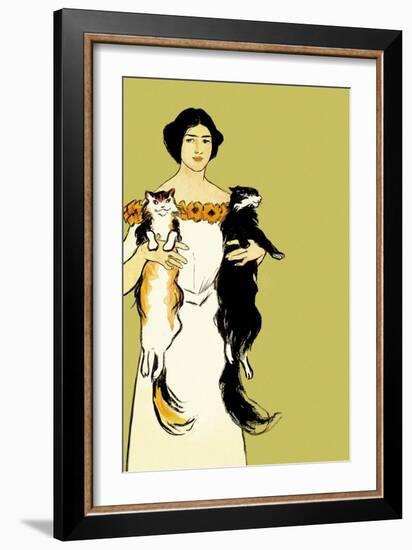 Springtime Felines-Edward Penfield-Framed Art Print