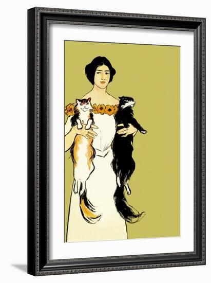 Springtime Felines-Edward Penfield-Framed Art Print