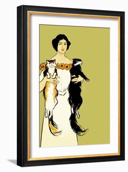 Springtime Felines-Edward Penfield-Framed Art Print