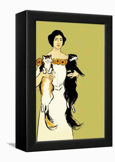 Springtime Felines-Edward Penfield-Framed Stretched Canvas