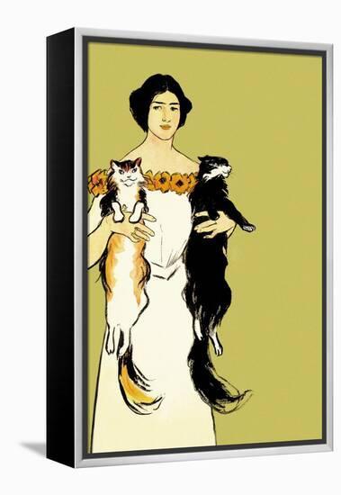 Springtime Felines-Edward Penfield-Framed Stretched Canvas