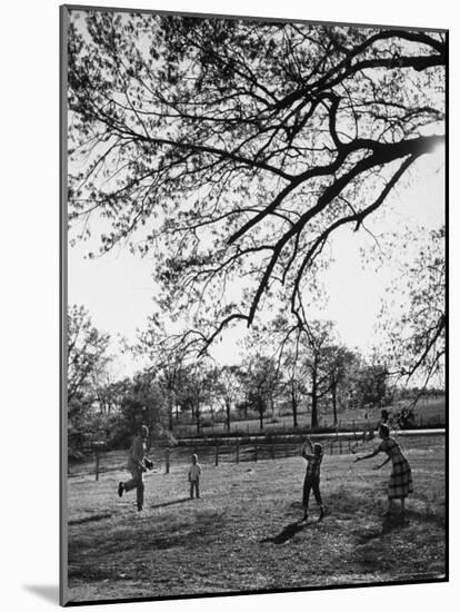 Springtime in Clarksville on a Farm with a Family Playing Baseball in the Yard-Yale Joel-Mounted Photographic Print