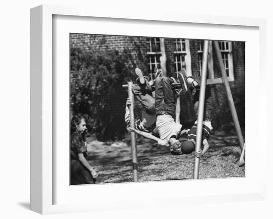 Springtime in Clarksville, While School Kids Playing During Recesses-Yale Joel-Framed Photographic Print