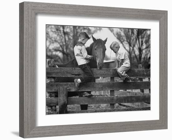 Springtime in Clarksville, with Two Kids and Their Pet Horse-Yale Joel-Framed Photographic Print