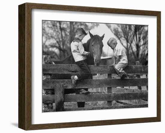 Springtime in Clarksville, with Two Kids and Their Pet Horse-Yale Joel-Framed Photographic Print