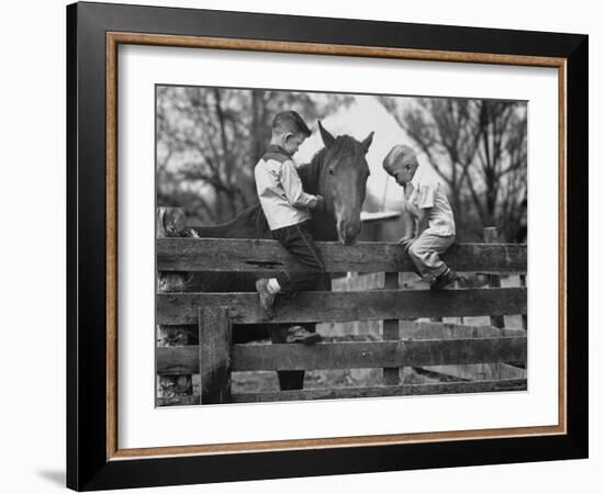 Springtime in Clarksville, with Two Kids and Their Pet Horse-Yale Joel-Framed Photographic Print