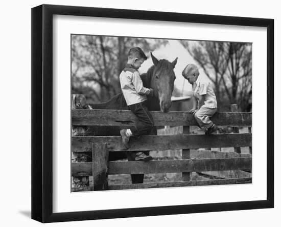 Springtime in Clarksville, with Two Kids and Their Pet Horse-Yale Joel-Framed Photographic Print