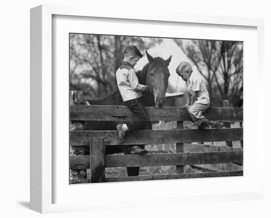 Springtime in Clarksville, with Two Kids and Their Pet Horse-Yale Joel-Framed Photographic Print