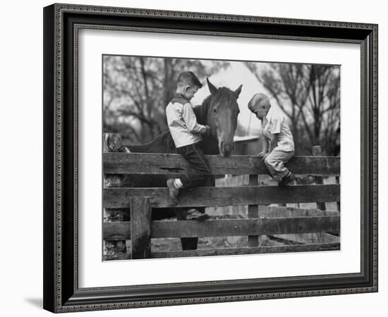 Springtime in Clarksville, with Two Kids and Their Pet Horse-Yale Joel-Framed Photographic Print