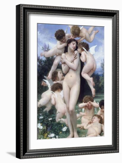 Springtime-William Adolphe Bouguereau-Framed Art Print