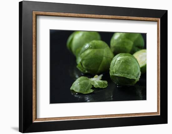 Sprouts on Black Background-Jana Ihle-Framed Photographic Print