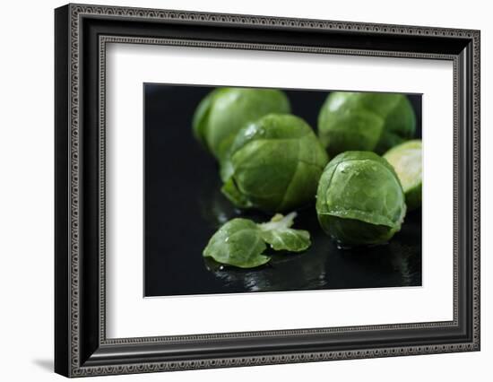 Sprouts on Black Background-Jana Ihle-Framed Photographic Print