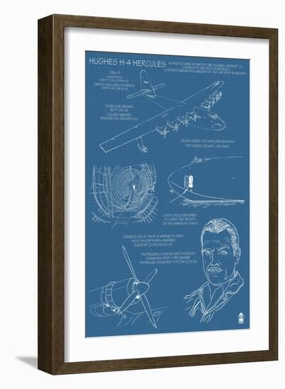 Spruce Goose - Hughes H-4 Hercules Blueprint, c.2009-Lantern Press-Framed Art Print