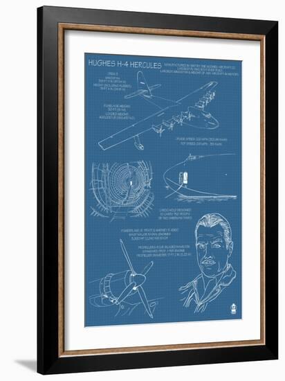 Spruce Goose - Hughes H-4 Hercules Blueprint, c.2009-Lantern Press-Framed Art Print